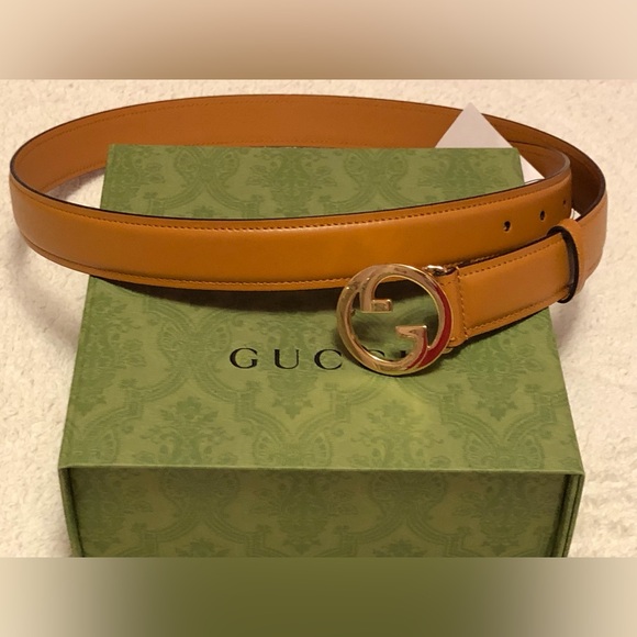 Bnwt Authentic Gucci Blondie cognac leather belt, size 95 - Picture 1 of 2